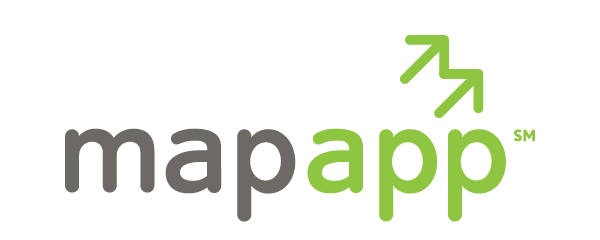 MapApp logo, data from customizable peer groups and facilities to benchmark healthcare performance