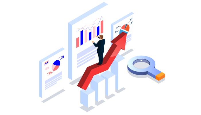 Chart and trendline illustration; Brand Awareness; HFMA Advertising and marketing opportunities; Grow your brand reach and visibility with a customized course of action.