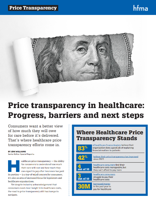 Price transparency in healthcare: Progress, barriers and next steps | HFMA