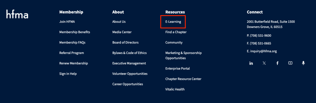 Footer - e-Learning link